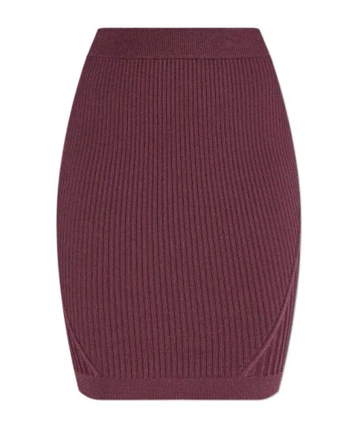 Balmain Ribbed Mini Skirt In Purple