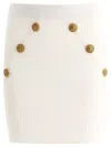 Balmain Buttoned Knit Miniskirt In White