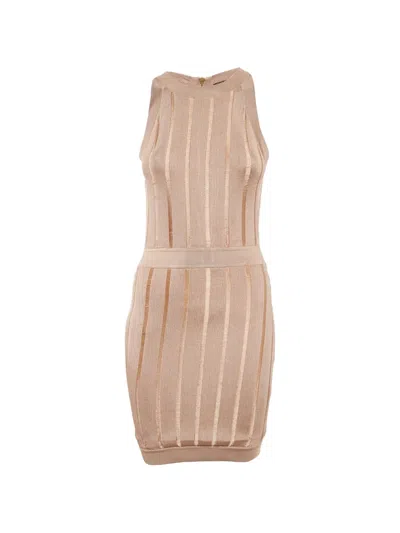 Pre-owned Balmain Knitted Sleeveless Dress In Neutral