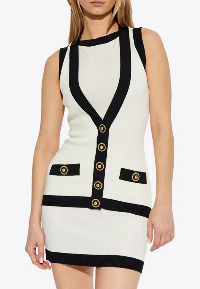 BALMAIN KNITTED SLEEVELESS MINI DRESS