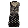 Balmain Star-patterned Knit Dress With Elegant Heart Design And Sleeveless Silhouette In Multi