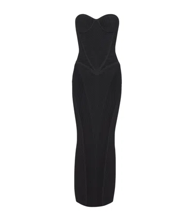 Balmain Knitted Strapless Maxi Dress In Black