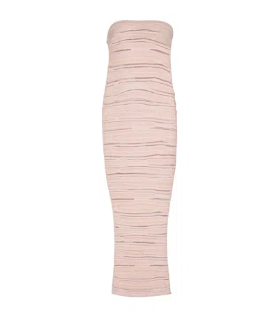 BALMAIN KNITTED STRAPLESS MIDI DRESS