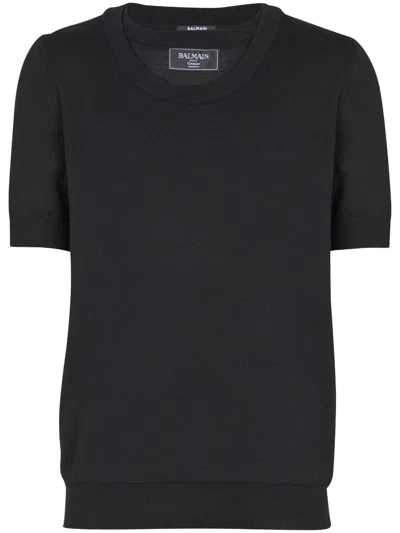 Balmain Knitted T-shirt In Black