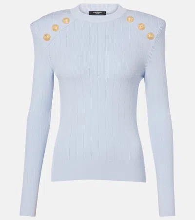 Balmain Knit Jumper With Button Details In White