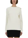 Balmain Maxi Shoulder Top Sweaters And Cardigans White In Neutral