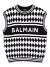 Balmain Cotton Sweater Vest In Black
