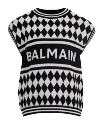 Balmain Kids' Knitted Vest In Black