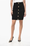 Balmain Knitted Vichy A-line Skirt With Jewel Buttons In Black