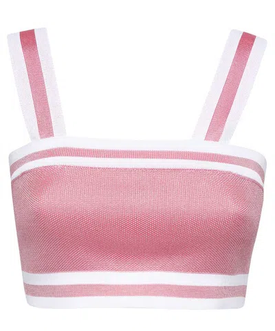 Balmain Knitted Viscosa-blend Top In Pink