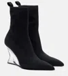 Balmain 95 Ribbed Stretch-knit Wedge Ankle Boots In Multi