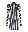 Balmain Short Knit Dress With Zebra Intarsia In Multi