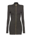 Balmain Lurex-knit Zipped Minidress In Black