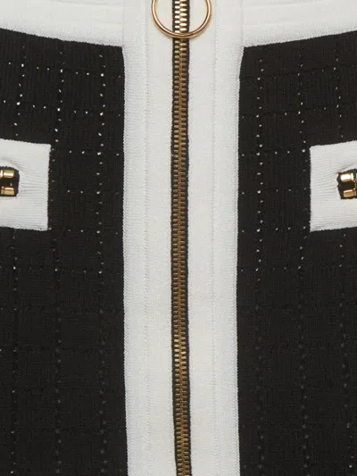 Pre-owned Balmain Knitted Zip-up Mini Skirt In Black