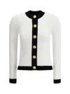 Balmain Women Ls Buttoned Torsade Knit Cardigan In White