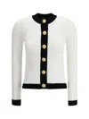 Balmain Women Ls Buttoned Torsade Knit Cardigan In White