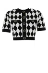 Balmain Cropped Button-embellished Jacquard-knit Top In Black