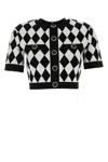 Balmain Cropped Button-embellished Jacquard-knit Top In Black