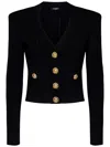 Balmain Cropped Cardigan In Black