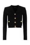Balmain Cropped Viscose Blend Cardigan With Snail Buttons In Black
