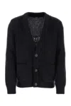 Balmain Cardigan In Wool Blend With Jacquard Logo In Black