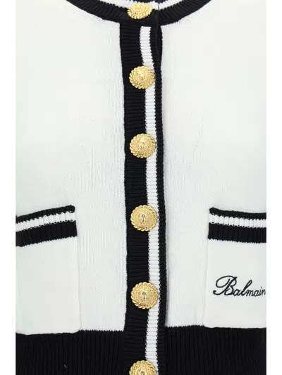 Balmain Knitwear In Blanc/noir
