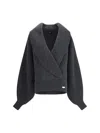 Balmain Oversized Wrap-effect Sweater In Gray