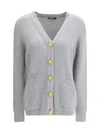 Balmain Long Cashmere Cardigan With Buttons In Gray