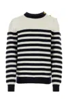 Balmain Embossed Monogram Striped Sweater In Multi