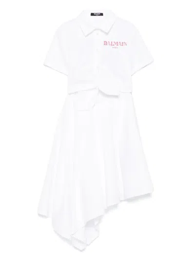 Balmain Kids' Knot-detail Dress In White