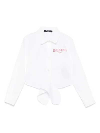 Balmain Hemd Mit Knotendetail In Weiss