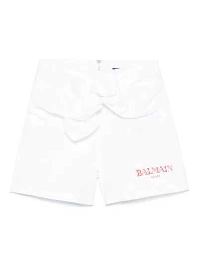 Balmain Kids' Knot-detailing Shorts In White