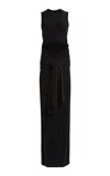 Balmain Knotted Cutout Wool-silk Maxi Dress In 0pa Noir