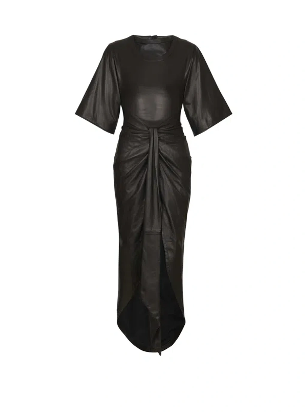 Balmain Knotted Lambskin Leather Maxi Dress In Black | ModeSens