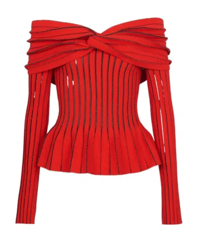 BALMAIN KNOTTED OFF-THE-SHOULDER TOP