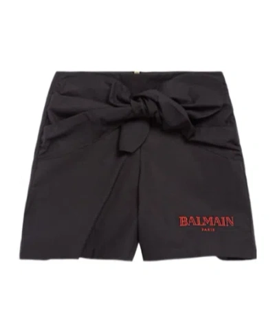 Balmain Knotted Shorts In Black