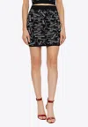 Balmain Label Jacquard Mini Knit Skirt In Black