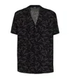 Balmain Black Shirt With Notched Collar And All-over Logo Print In Black