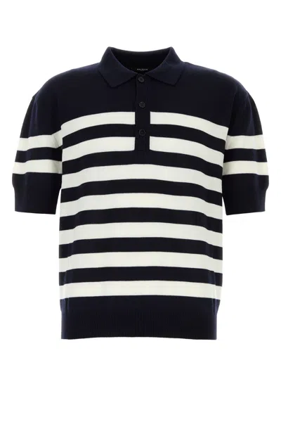 Balmain Embroidered Wool Polo Shirt In Printed