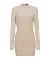 Balmain Labyrinth Monogram Long-sleeved Dress In Beige