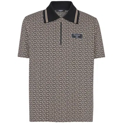 BALMAIN LABYRINTH JACQUARD POLO SHIRT