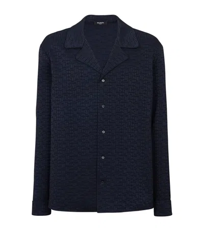 Balmain Pb Labyrinth-jacquard Pyjama Shirt In Blue