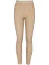 Balmain Ribbed Contrast Knit Leggings With High Waist In 中性色