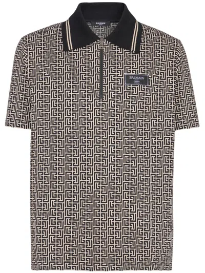 BALMAIN BALMAIN LABYRINTH POLO SHIRT WITH JACQUARD EFFECT