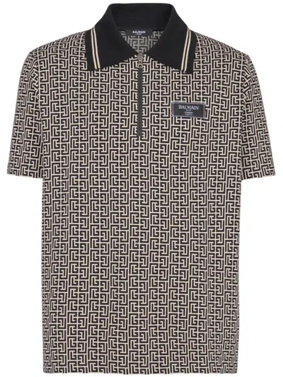 BALMAIN BALMAIN LABYRINTH POLO SHIRT WITH JACQUARD EFFECT