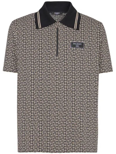 Balmain Labyrinth Polo Shirt With Jacquard Effect In Multicolour