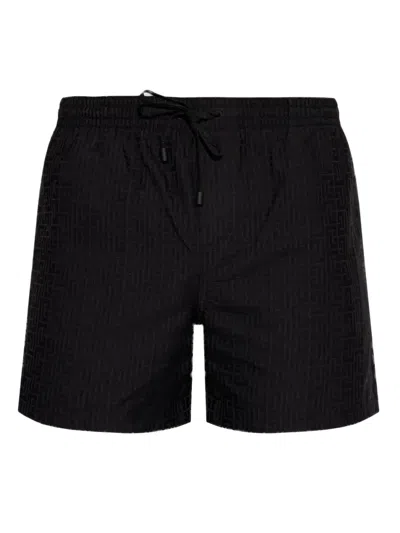 Balmain Labyrinth Printed Swim Shorts In Black