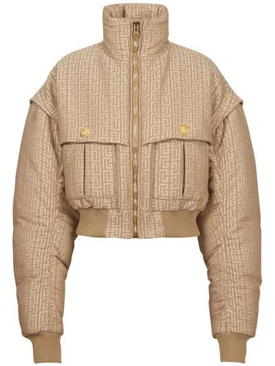 Balmain Labyrinth Puffer Jacket In Neutrals