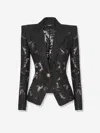 Balmain 1-button Fitted Lace Jacket In Black