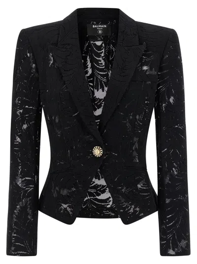 Balmain Lace Blazer In Black